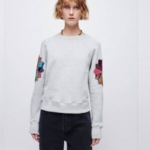 Re/Done Raglan sweatshirt with Patchwork sz SMALL